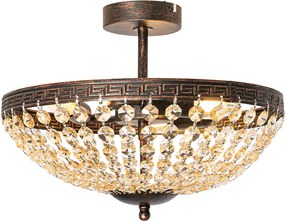 Klasyczna lampa sufitowa brązowa i kryształowa 3-punktowa - Mondrian