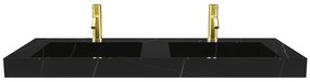 Umywalka podwójna wisząca solid surface z efektem czarnego marmuru - szer. 120,2 x gł. 45,2 x wys. 8 cm - TAKOTNA