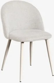 Krzesło Jadalniane Tapicerowane I Stalowe Kana Kremowa & Tkaniny Distressed White & Tkanin - Sklum