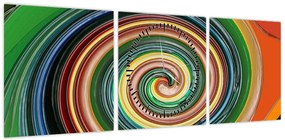 Abstrakcyjny obraz - kolorowa spirala (z zegarem) (90x30 cm)