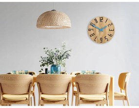 Zegar na ścianę nowoczesny drewniany z dużymi cyframi okrągły cichy loft