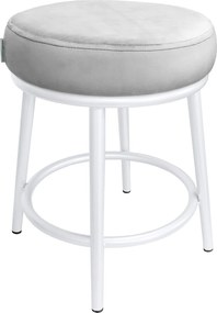 Taboret Ben tkanina Welur stelaż metalowy STOŁEK LOFT : Kolor Stelaża - Biały, Kolor tkaniny - VELVET - MG39, Typ tkaniny - Velvet