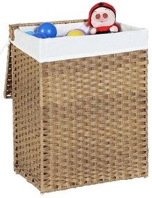 SongmicsHome Kosz na bieliznę z syntetycznego rattanu AVA, 90l, naturalny brąz