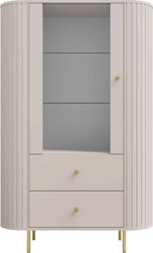 Witryna BOLLA 155 x 97,4 cm, Stojąca witryna do Salonu, Odcienie beżu