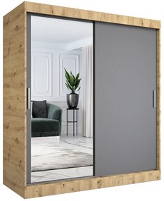 Szafa przesuwna dąb artisan + antracyt 180 cm - Seko 5X