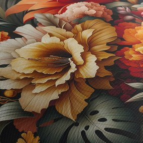 Obraz - Pomarańczowo-czerwone kwiaty (z zegarem) (90x30 cm)