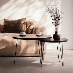 Stolik kawowy okrągły LAPP zestaw Ø50 + Ø68 cm Czarny