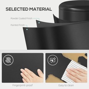HOMCOM 20 l kosz kuchenny, metal odporny na odciski palców, pokrywa Soft-Close, pedał nożny i wyjmowany kubeł, czarny | Aosom PL