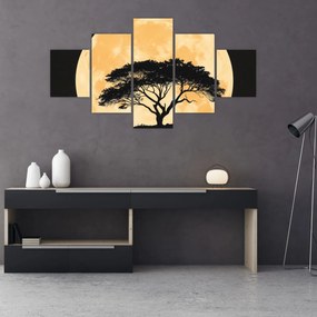 Obraz – Drzewo w złotej pełni księżyca II. (125x70 cm)