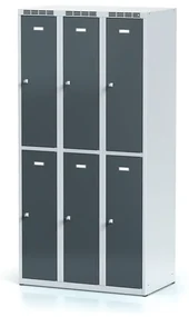 Alfa 3 Metalowa szafka skrytkowa, 6 schowków, 1800 x 900 x 500 mm, zamek obrotowy, drzwi ciemnoszare