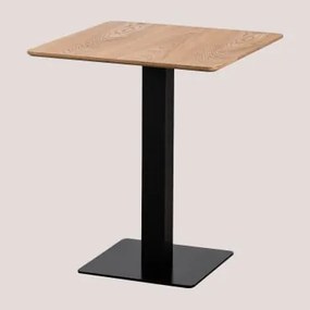 Kwadratowy Stół Barowy W Okleinie Jesionowej Espresso ↔︎ 60 Cm & Czarny - Sklum