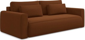 Kanapa 3-osobowa z funkcją spania - z tkaniny welwetowej - terakota - KAPUA