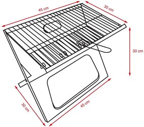 Avenberg Przenośny grill składany Trumper, 45 x 30 x 30 cm