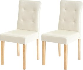 Krzesło do jadalni MCW-E58 (zestaw 2 sztuk),  imitacja skóry kremowy, jasne nogi