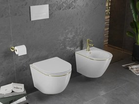 Mexen Lena bidet wiszący, biały/złoty linia - 35224805