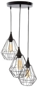 Lampa sufitowa, metalowa, LOFT, designerska, 3 sztuki w komplecie