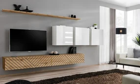 Meblościanka SWITCH LAMEL VII dąb wotan/biała ASM Meble