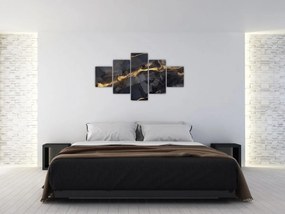 Obraz - Czarny - złoty dekor (125x70 cm)