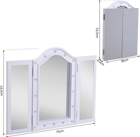 Homcom® lustro do makijażu kosmetyczne 16 lampek led usb/baterie białe