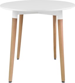 Biały okrągły stół na drewnianych nogach 80 cm D4-D48