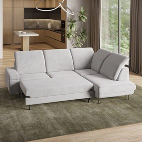 Masseno Narożnik LERMA z funkcją spania i pojemnikiem na pościel Narozniki L, Rozkładana sofa - Niebieski, MONOLITH 77