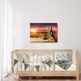 Obraz winnicy z winem (70x50 cm)