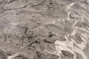 Okrągła mała ława, szklany blat, popielaty marmur/szkło 40/51 ARIANA