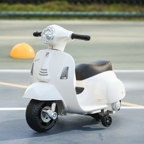 VESPA elektryczny motocykl dla dzieci Biały pojazd dla maluchów 3-6 lat Zabawka na akumulator | Aosom PL