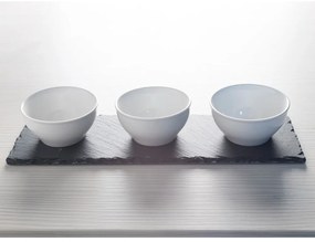 Zestaw 3 białych porcelanowych miseczek do dipów z podstawką Mikasa