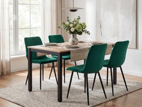 Zielone krzesło do kuchni LAVA aksamitne z czarnymi nogami