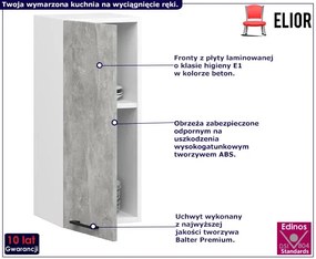 Wąska górna szafka kuchenna beton 30 cm B4-P24