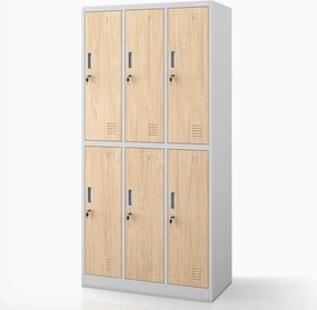 Szafa socjalna 6-drzwiowa Eco Design Igor, 90x45x185 cm, szary/dąb sonoma