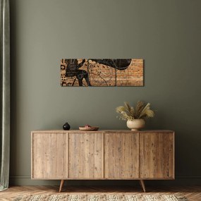 Obraz - Mężczyzna na rowerze w stylu Banksy (z zegarem) (90x30 cm)
