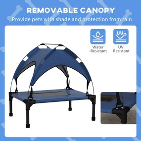 PawHut Legowisko dla Psa z Baldachimem, Zewnętrzne, Przenośne, Wodoodporne, do 30 kg, 61 x 46 x 63 cm, Ciemnoniebieskie