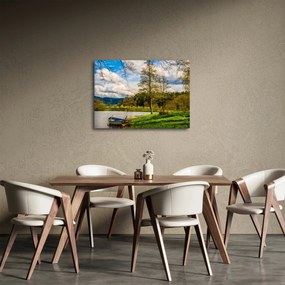 Obraz łodzi nad jeziorem (70x50 cm)