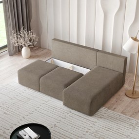 Masseno Narożnik TRAMA z funkcją spania i pojemnikiem na pościel Narozniki L, Rozkładana sofa - Brązowy, NEVE 16