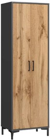 Dwudrzwiowa Szafa Na Ubrania Antracyt + Dąb Wotan E8-T26