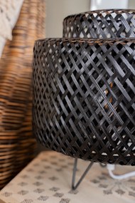 Lampa stołowa boho LIBY, bambusowa plecionka, Ø 25 cm