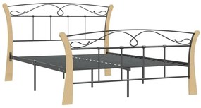Rustykalne łóżko metalowe czarny + jasny dąb 120x200 cm G3-P04