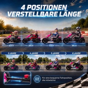 AIYAPLAY Elektryczny Go-Kart dla dzieci 12V z 2 silnikami, 4-fach verstellbarem Sitz, łagodny start, EVA -koła, LED -reflektory | Aosom PL