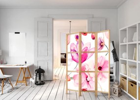 Parawan japoński Kwiaty 135x172 cm 3-częściowy biały ARTGEIST B