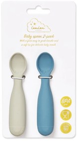 Niebieskio-szare łyżeczki dla dzieci z silikonu zestaw 2 szt. Midnight Mix – Cam Cam Copenhagen