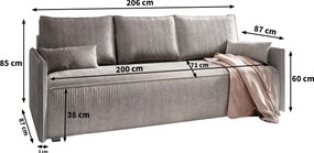 Masseno Sofa MESTOR z funkcją spania i pojemnikiem na pościel, Rozkładana sofa - Niebieski, POSO 05