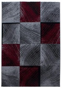 Dywan nowoczesny Plus Kwadraty szaro-czerwony 140 cm x 200 cm