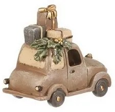 Ozdoba świąteczna Samochód z prezentami, brązowy,poliester, LED