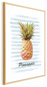 Plakat Ananas i paski 21x30cm z ramą złotą z marginesem ARTGEIST B