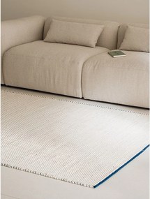 Niebieski/beżowy wełniany chodnik tkany ręcznie 80x170 cm Lenu – noo.ma