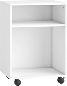 HOMCOM Stojak na drukarkę z 2 otwartymi półkami i kółkami z blokadą do biura, domu, faksu, skanera, 40 x 35 x 56 cm, biały | Aosom PL