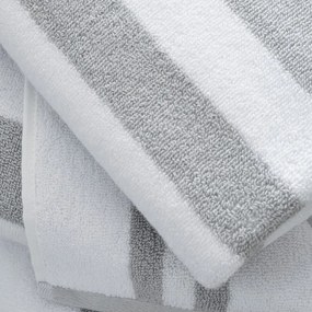 Biało-szary bawełniany ręcznik kąpielowy frotte 90x140 cm Reversible Stripe – Bianca