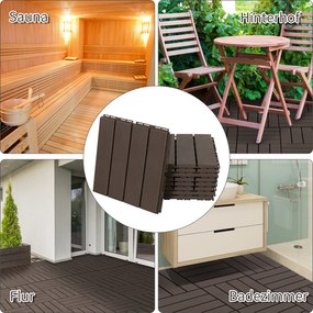 Zestaw 9 płytek podłogowych Outsunny, mechanizm zatrzaskowy, imitacja drewna, kolor brązowy, 30 x 30 x 2 cm (wymiary 1 płytki)